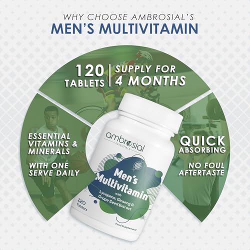 Ambrosial Men's Multivitamin - 120 Tablets for Energy & Immunity