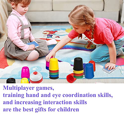 LANDOR Quick Cups Stacking Game - Speed Stacking Cups for Kids (30 Cups, 24 Picture Cards)