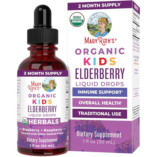 MaryRuth's USDA Organic Elderberry Liquid Drops for Kids | Immune Support | Vegan & Gluten-Free | 1oz