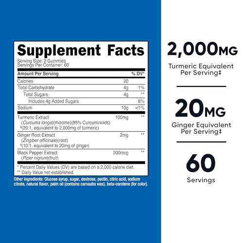 Nutricost Turmeric Gummies 2,000mg per Serving - 120 Gummies (60 Servings)