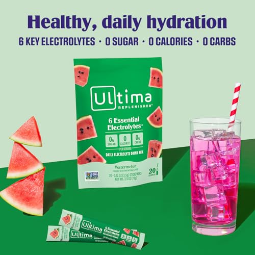 Ultima Replenisher Electrolyte Hydration Drink Mix - Watermelon, 20 Sticks