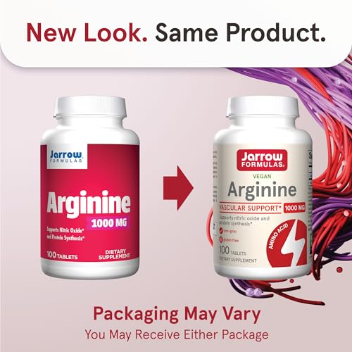 Jarrow Formulas Arginine 1000mg - 100 Tablets - Supports Circulation & Cardiovascular Health