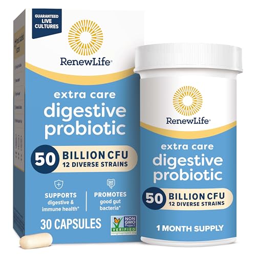 Renew Life Extra Care Ultimate Flora Probiotic - 50 Billion Live Cultures - 30 Capsules