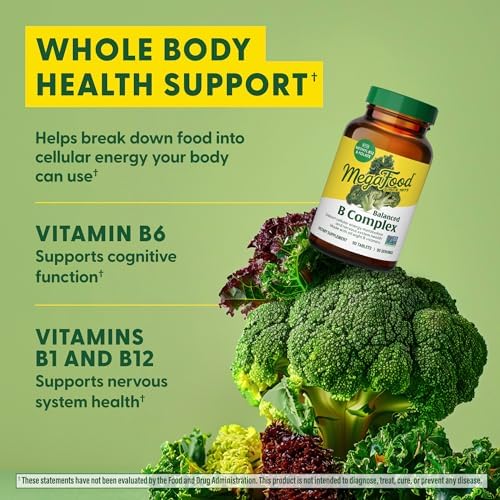MegaFood Balanced B Complex - 30 Tablets - Whole Food B Vitamins for Energy & Metabolism