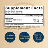 NatureBell Citicoline CDP Choline 500mg + Tyrosine 50mg - Brain Support Supplement - 120 Capsules - Non-GMO