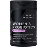 Sports Research Probiotics with Prebiotics & Cranberry - Women's Probiotic Blend 65 Billion CFU | Gluten Free, Non-GMO, Vegan Certified | 30 Delayed-Release Veggie Caps