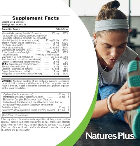 NaturesPlus, Hema-Plex, Iron with Essential Nutrients for Healthy Red Blood Cells , 60 Slow-Release Tablets
