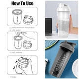 Protein Shaker Bottle 2-Pack | 600ml Leak-Proof Mixing Bottle (Black & White)