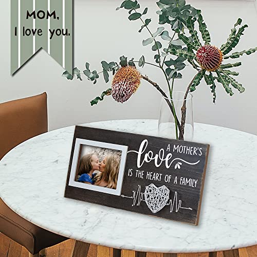 Yudarte Rustic Wood Picture Frame - "A Mother's Love" Hand String Art Gift for Mom