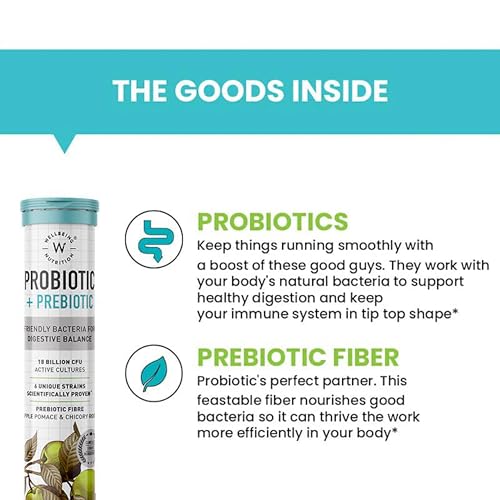 Daily Probiotics + Prebiotics Effervescent Tabs for Gut Health & Digestion - 21 Tabs