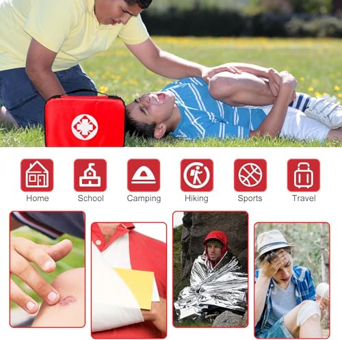300-Piece Compact Emergency First Aid Kit for Home, Travel & Outdoor Survival (Red)
