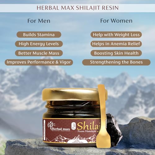 Herbal Max Himalayan Shilajit Resin - Pure Performance Booster for Stamina & Endurance, 20g Pack of 2