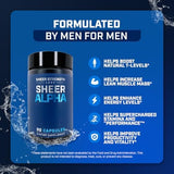 Sheer Strength Labs Alpha Supplement for Men - Clinically Backed Dose, Strongest Formula - Made in USA - Premium Blend of Fadogia Agrestis Tongkat Ali and Shilajit. 30 Servings