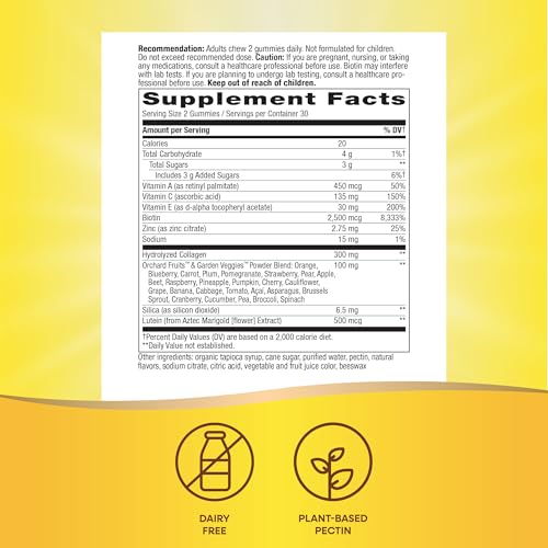 Nature’s Way Biotin & Collagen Multivitamin Gummies for Hair, Skin & Nails (Strawberry, 60 Count)