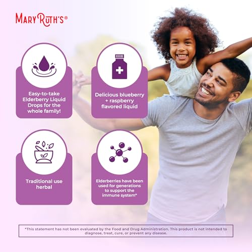 MaryRuth Organics Elderberry Syrup - USDA Organic, Sugar-Free Immune Support for Kids & Adults | 1 Fl Oz