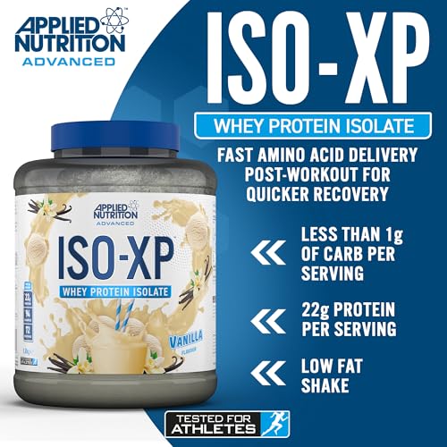 Applied Nutrition ISO XP Whey Isolate – Pure Whey Protein Isolate Powder with Glutamine & BCAAs – 1.8kg, 72 Servings, Vanilla