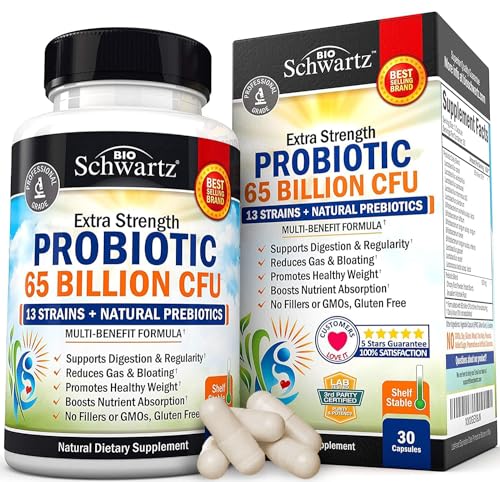 Probiotic 65 Billion - With Prebiotic for Women & Men | Digestive Health Capsules