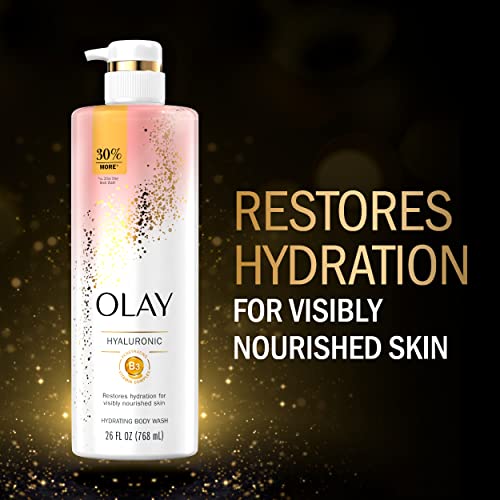 Olay Cleansing & Moisturizing Body Wash with Vitamin B3 & Hyaluronic Acid - 4 Pack (26 fl oz Each)