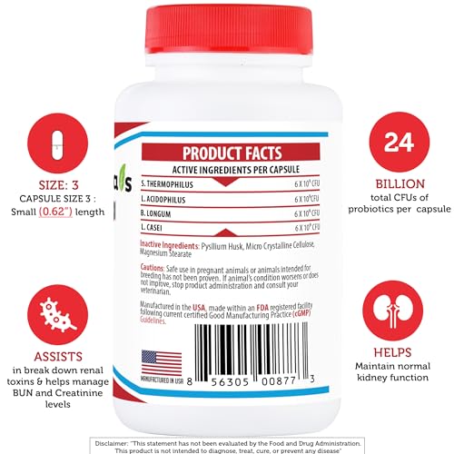 Azovast Plus Kidney Health Supplement for Dogs & Cats - 120 Capsules