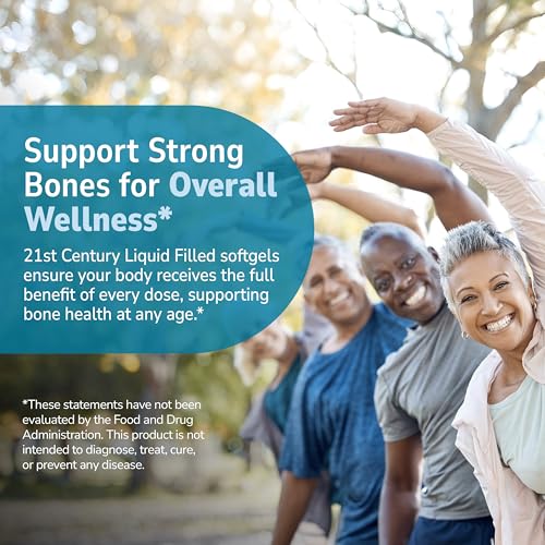 21st Century Liquid Filled Calcium 1200mg + D3 - 90 Softgels for Bone Health