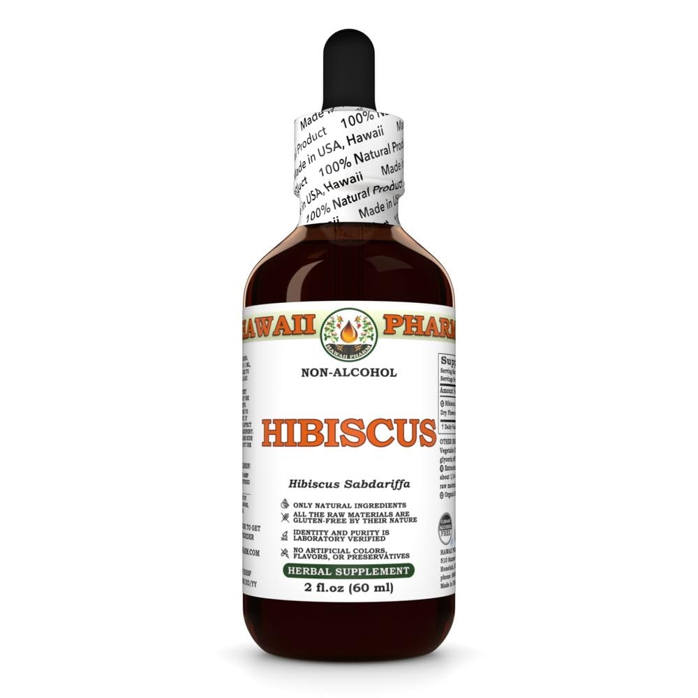 Hawaii Pharm Organic Hibiscus Liquid Extract - Alcohol-Free Herbal Supplement 2 oz