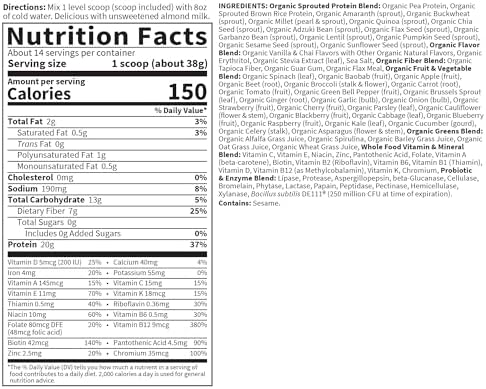 Garden of Life Raw Organic Meal Replacement Shake: Vanilla Spiced Chai - Delicious & Nutritious