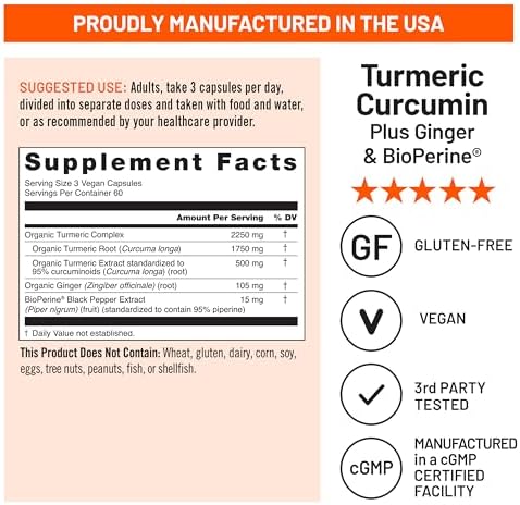 NatureWise Curcumin Turmeric 2250mg - 95% Curcuminoids & BioPerine Black Pepper Extract for Advanced Absorption - Daily Joint and Immune Health Support - Vegan, Non-GMO, 180 Count[60-Day Supply]