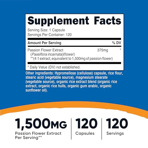 Nutricost Passion Flower Extract 120 Capsules - Natural Sleep Support, Glue-Free, Non-GMO