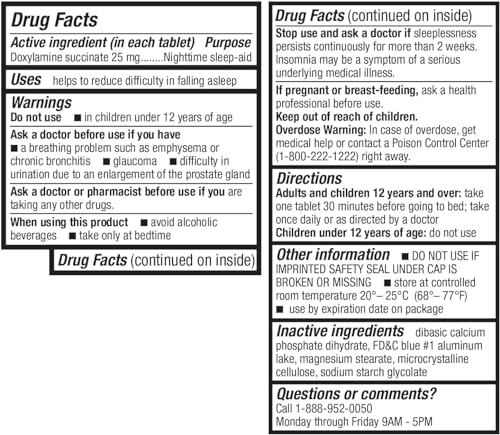 HealthA2Z® Sleep Aid - Doxylamine Succinate 25mg for Fast-Acting Sleep Support (Pack of 1, 200 Count)