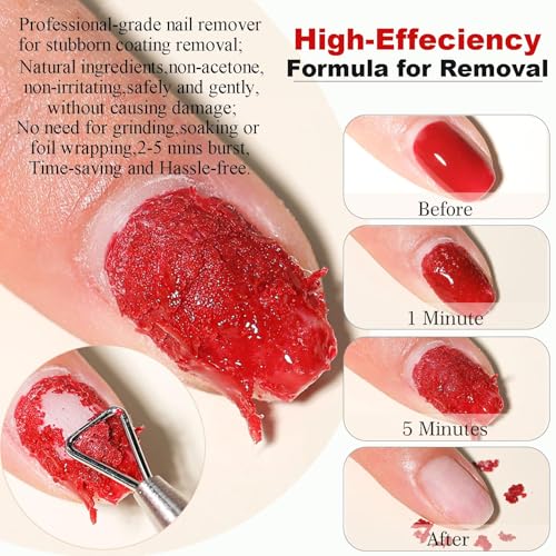 Gel Nail Polish Remover - Fast No-Soak Formula, Low Odor & Safe for Natural Nails