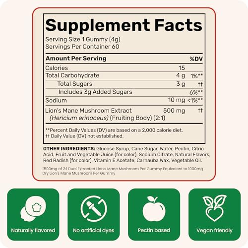 Fungies Lion'S Mane Mushroom Brain Health Gummies (60 Count) - Focus, Memory & Mood Support