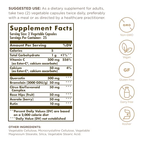 Solgar Quercetin Complex with Ester-C Plus Vegetable Capsules - 50 Count