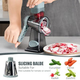 KEOUKE Rotary Cheese Grater & Vegetable Shredder - 3 Blades & Suction Base