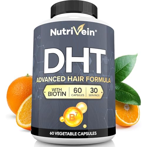 Nutrivein DHT Blocker with Biotin – Supports Hair Growth & New Follicle Growth for Men & Women – 60 Capsules (30 Day Supply)
