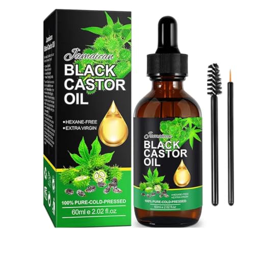 Jamaican Black Castor Oil 100% Pure Cold-Pressed Organic for Hair Growth, Eyelashes, Eyebrows & Scalp - Natural Hydrating Oil for Skin, Split Ends & Body Massage - Vegan, Cruelty-Free 60ml