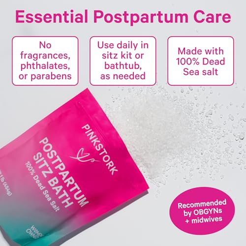 Pink Stork Postpartum Sitz Bath Soak - Perineal Care Dead Sea Salt - 16 oz