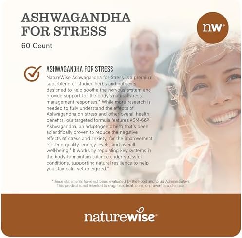 NatureWise, Ashwagandha for Stress, 60 Vegan Capsules