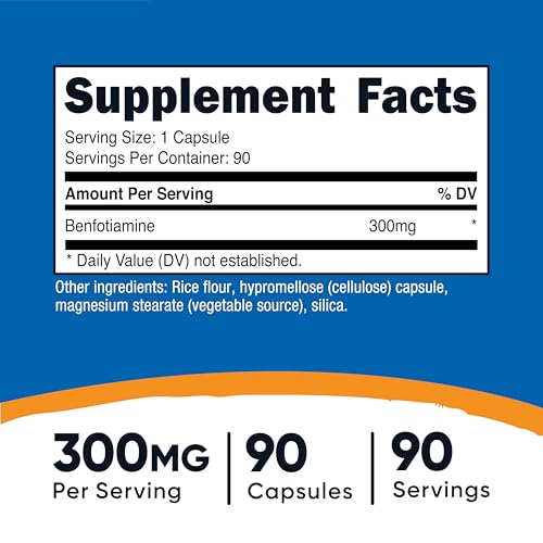 Nutricost Benfotiamine 300mg - 90 Capsules | Gluten-Free, Non-GMO, Vegetarian