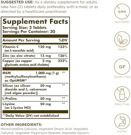 Solgar, Skin, Nails & Hair, Advanced MSM Formula, 60 Tablets