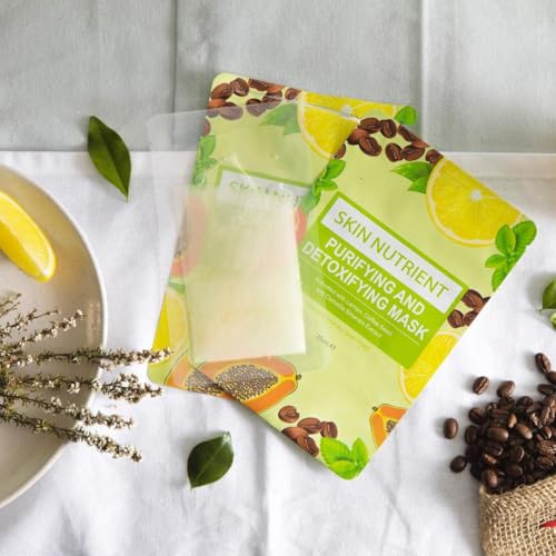 Purifying & Detoxifying Face Mask - Deep Cleansing Clay & Charcoal Sheet Mask for Clear Skin