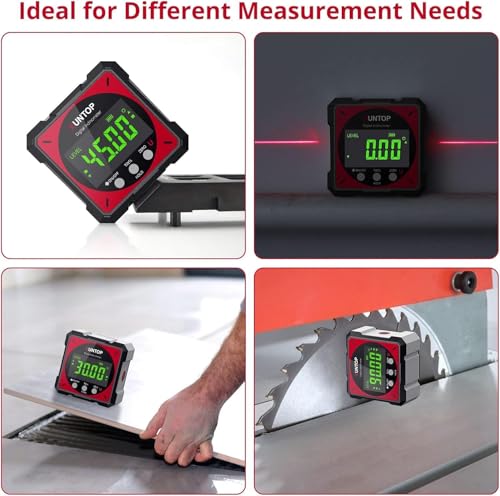 USB Digital Angle Finder with Electronic Laser - 4-Side Magnetic Inclinometer for Woodworking