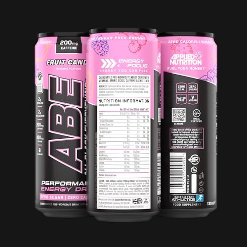 Applied Nutrition ABE Pre Workout Can - All Black Everything (Fruit Candy Flavor, 12 Cans)