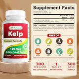 Best Naturals Kelp Supplement 150mcg - Thyroid Support & Iodine - 300 Tablets