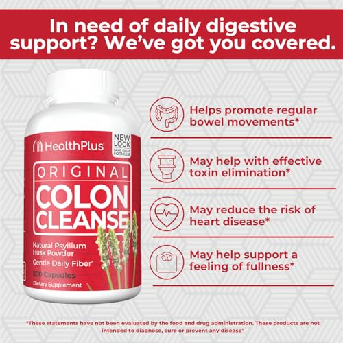 Health Plus The Original Colon Cleanse Caps 625mg 200 Capsules - Advanced Digestive Support