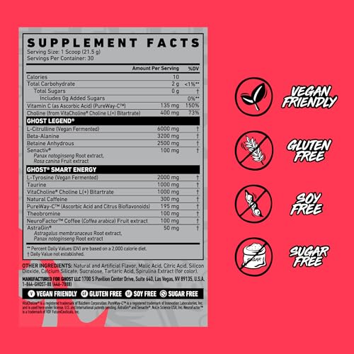 GHOST Legend Pre-Workout Powder - Blue Raspberry (30 Servings)