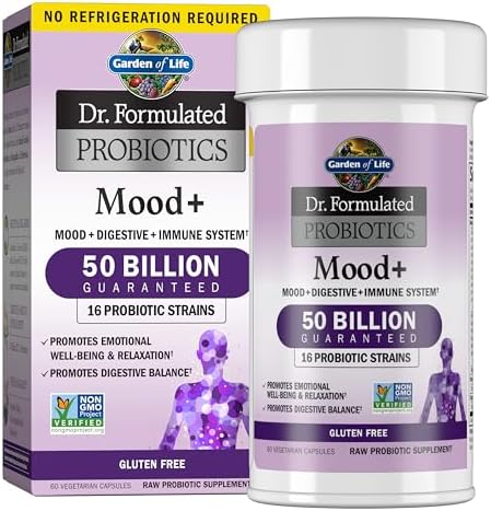 Garden of Life Dr. Formulated Probiotics Mood+ - Gut Health & Mood Support (60 Veggie Caps)