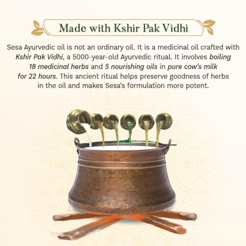 Sesa Ayurvedic Hair Oil - 5000 Year Old Kshir Pak Vidhi with Bhringraj & 17 Rare Herbs - 200ml