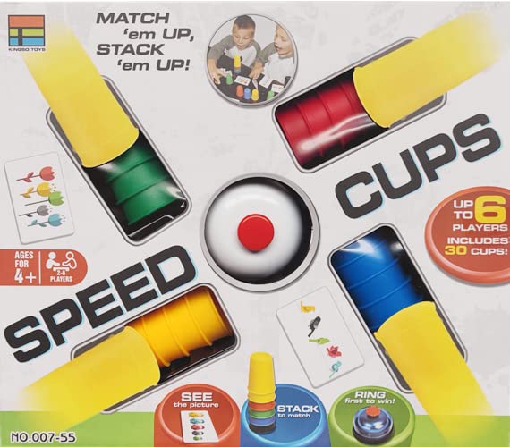 LANDOR Quick Cups Stacking Game - Speed Stacking Cups for Kids (30 Cups, 24 Picture Cards)