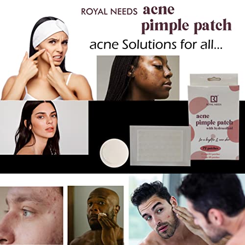 ROYAL NEEDS Acne Pimple Patch - 72 Invisible Hydrocolloid Stickers for Overnight Treatment