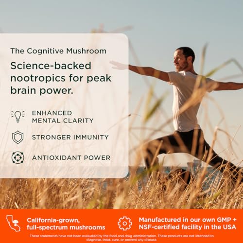 Lions Mane Nootropic Supplement Capsules, Organic, 1200mg Focus & Memory Support
